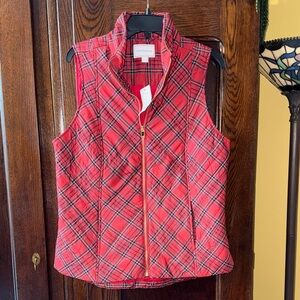 Charter Club Red Plaid Women's Lightweight Vest